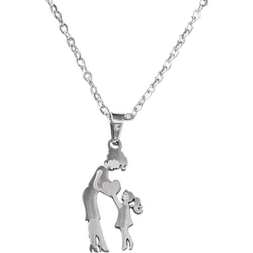 Mother Daughter Lovely Pendant Necklaces Stainless Steel Family Chain Necklace for Women Girls Bijoux Femme Jewelry Gift