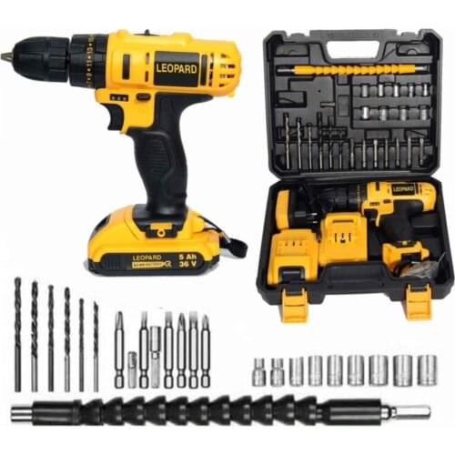 36 V 5 Ah Percussion Dual Li-on Battery Powered Dual-Speed Rechargeable Screwdriver Drill 27 Piece Set