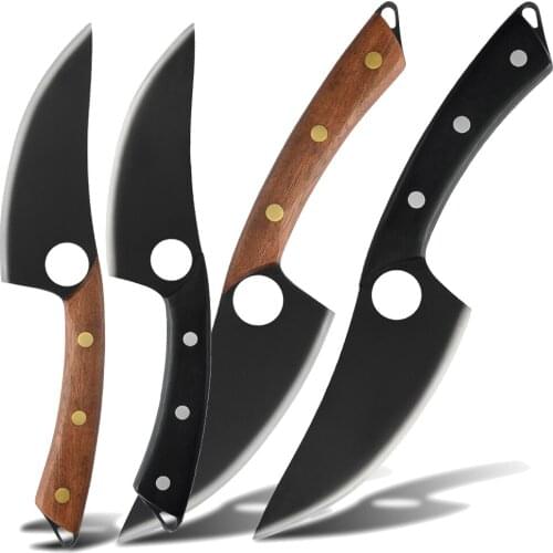 Full Tang Chefs Boning Meat Knife 6 Inch 5 Inch Stainless Steel Fixed Blade Fish Fillet Deboning Wooden Cooking Knives