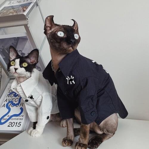 Planet Hairless Cat Clothes Sphinx Devon Short-footed Conis Casual Letter Shirt Cotton T-shirt Air Conditioner