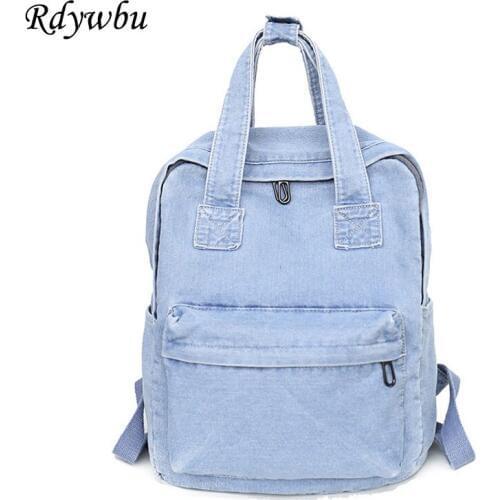 Rdywbu Multifunction Women Denim Backpack Large Bookbag School Bag For Teenager Laptop Bag Rucksack Travel Mochilas B756