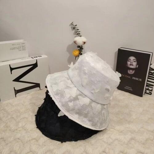 Fishermans hat female summer mesh breathable new Korean lovely basin hat versatile butterfly thin sunscreen hat