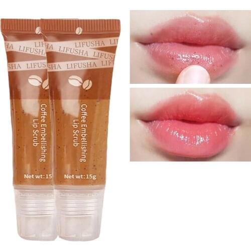 Remove Dead Skin Lip Care Exfoliating Lip Scrub Cream 3 In 1 Moisturizing Coffee Repairs Lips Cosmetics Gel Lip Balm 1PCS