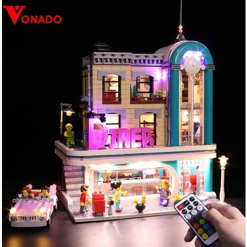 Led Light For Lego Diner 10260 Building Blocks Creator City Street Streetview Downtown Diner 15037 Toys Gifts( Only lights)