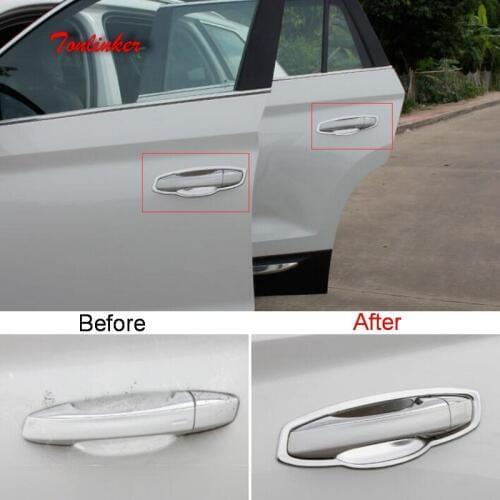Tonlinker Cover Stickers for SKODA KODIAQ 2017-18 Car Styling 4-8 PCS Stainless steel Exterior Door handle/bowl Cover Stickers