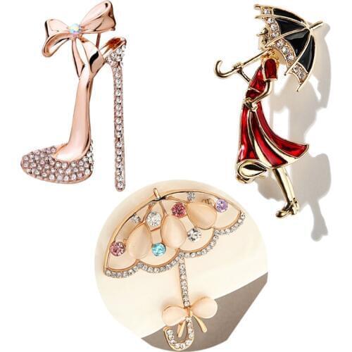 Knitted Hairball Hat Girl Wearing Umbrella Shoes Brooches For Enamel Cartoon Brooch Pins Fashion Jewelry Accessories Broach