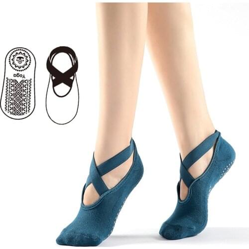 Women Cotton Yoga Socks Professional Anti-Slip Sport Socks Bandage Sports Girls Ballet Dance Socks For 35-39 yards