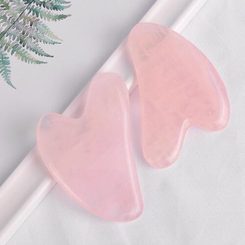 WT-G304 fashion Natural Rose Crys tal “V” shape Scraping Board Natural pink Stone SPA Beauty Body Scraping Tablets Massage tools