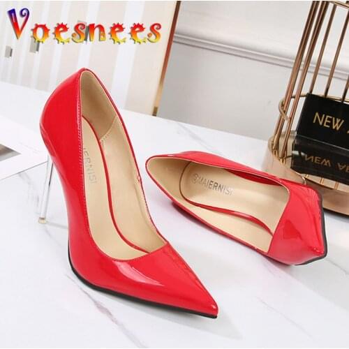 Voesnees Women Shoes 2020 Fashion Sexy Metal Heel11cm Shallow Mouth Stiletto Pointed Large Size High Heels Nightclub Woman Pumps