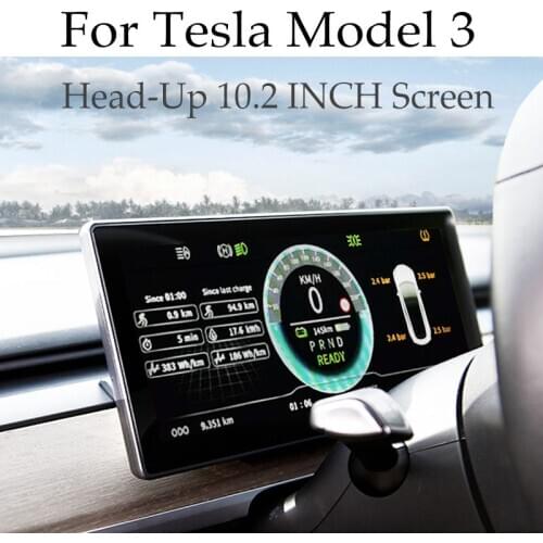 For Tesla Model 3 S Y Head-Up 10.2 INCH Screen Full LCD Digital Display Dashboard Decoration HUD Accessories Original Car Data
