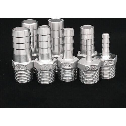 1/8" 1/4" 3/8" 1/2" 3/4" 1" BSPT Male x 6/8/10/12/13/15/16/19/20/25/32mm Hosetail Barb Connector 304 Stainless Steel