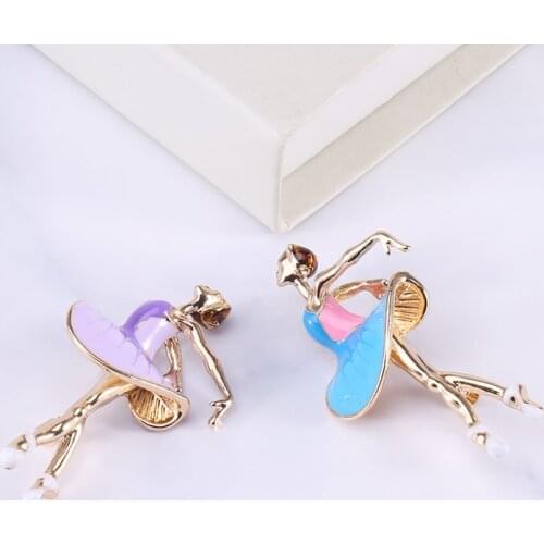 1/Piece Ballet Dancing Girl Brooch Blue Purple Brooch Enamel Brooch Ladies Cute Sweet Brooch Brooch Fashion Wedding Jewelry Gift