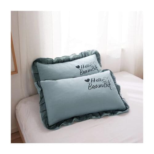 1pcs Rectangle Pillow Cover Lace Ruffle Girls Pillow case Solid Color Standard Princess Pillowcases Bedding Home Textile 48x74cm