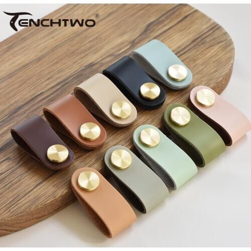 10 color leather cabinet pull knob and handle dresser drawer knobs wardrobe door brass metal head furniture handle