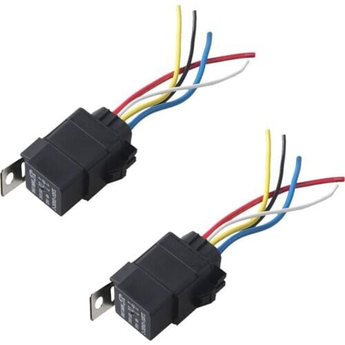 EE support 2Pcs 12V 40A SPDT Relay Socket Plug 5Pin 5 Wire Waterproof Seal Iron Kit Car Styling