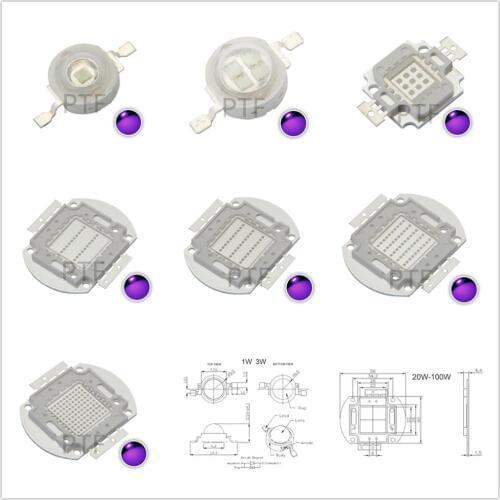 3 w 5 w 10 w 20 w 30 w 50 w 100 w High Power Licht UV Paars LED 365nm 375nm 380nm 385nm 395nm 400nm 405nm Ultraviolette Lampen L