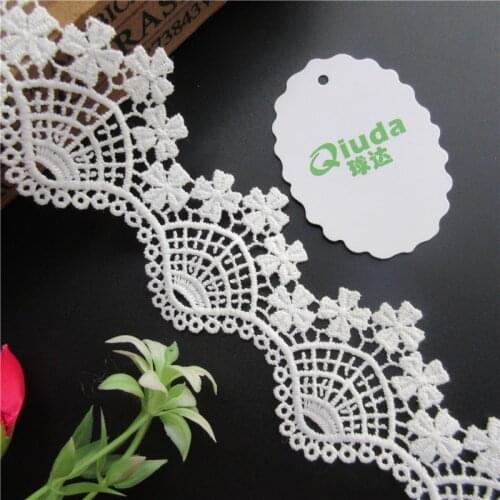 3yard/Lot White Cotton Scallop Flower Embroidered Lace Trim Ribbon Fabric Handmade DIY Garment Wedding Dress Sewing Craft