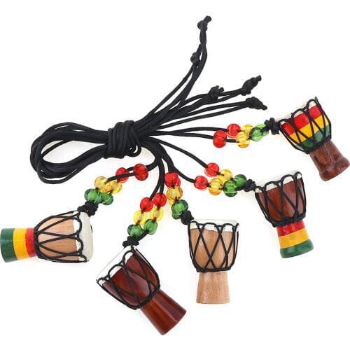 5pcs Mini Lightweight Individuality Djembe Pendant Percussion Musical Instrument Necklace African Hand Drum Accessories Toy