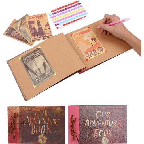 40 Sheets Our Adventure Book Handmade DIY Family Scrapbook Photo Album with 2 Sheets Corner Stickers 3pcs Postcards Birthday