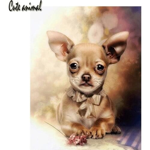 5D DIY Diamond embroidery full display Chihuahua dog cute animal diamond mosaic Diamond painting cross-stitch home decoration