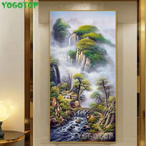 Diamond painting embroidery Landscape painting embroidery natural scenery Diy mosaic Full 5D Handicrafts Vertical version YY4680
