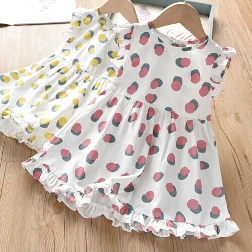 White Vintage Girl Dresses Summer Dots Casual Vest Cotton Party School Wear Children Kids Princess Clothes