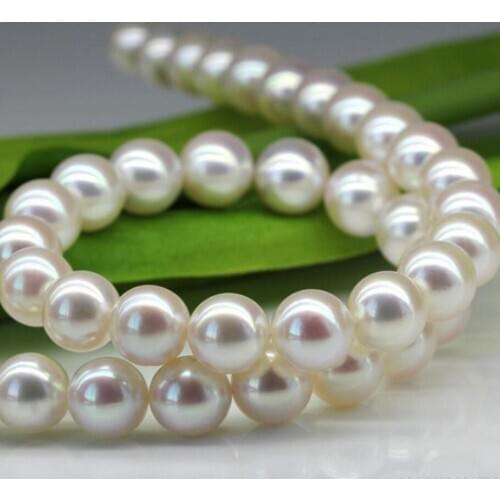Free shipping Japan Akoya natural seawater pearl necklace imported light glass mirror round 8-8.5MM mother GIFT
