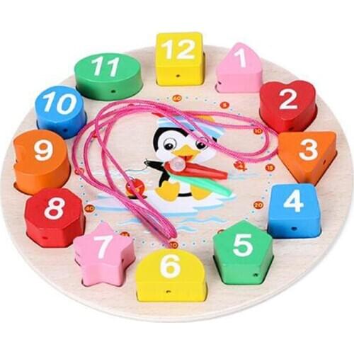 Cartoon Animal Educational Montessori Wooden Beads Digital Clock Puzzles Funny Gadgets Novelty Interesting Toys Birthday Gift