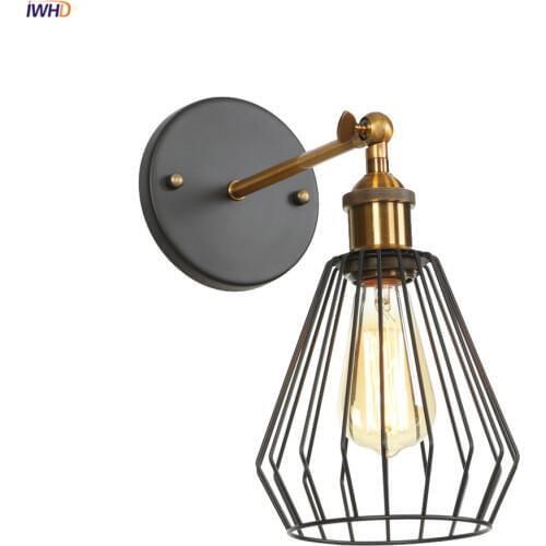 IWHD Iron Metal Vintage Wall Sconce Bedroom Living Room Stair Retro Loft Decor Industrial Wall Lamp LED Apliques Luz Pared