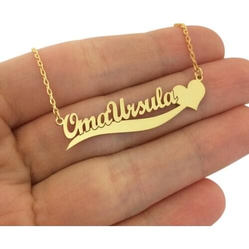 Dainty Custom Name Necklace Women Wedding Gifts Stainless Steel Heart Name Pendant Personalized Nameplate Choker Necklace