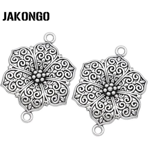 JAKONGO Antique Silver Plated Guitar Charm Connector for Jewelry Making Bracelet DIY Accessories 40x28mm 8pcs/pcs