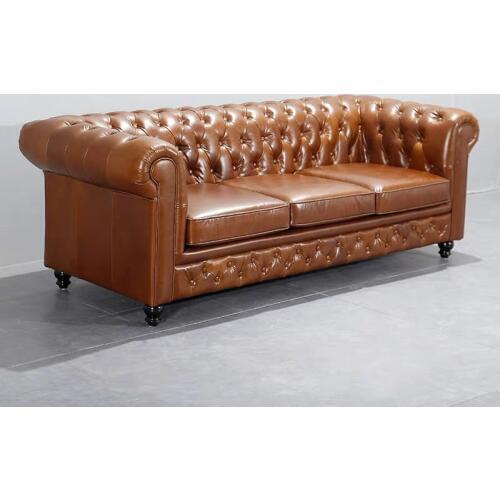 U-BEST Europe classic vintage 3 seat living room couch leather sofa luxury chesterfield sofa