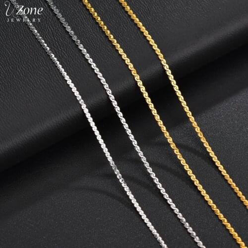 Uzone High Qulity Polished Stainless Steel S Shape Necklaces Gold Choker Chain Necklace for Women Men Gift Free Shipping Jewelry