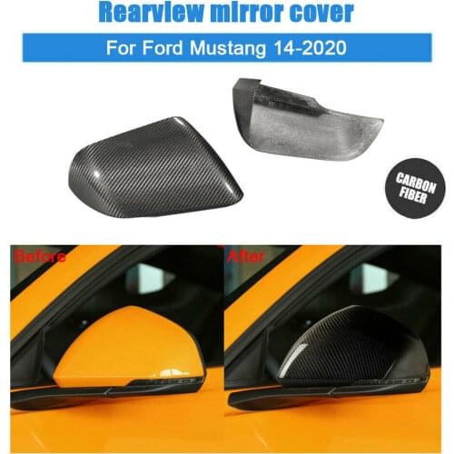 FOR 2015-2020 FORD MUSTANG SIDE MIRROR COVER CAP WITH W/O LED SIGNAL CARBON FIBER