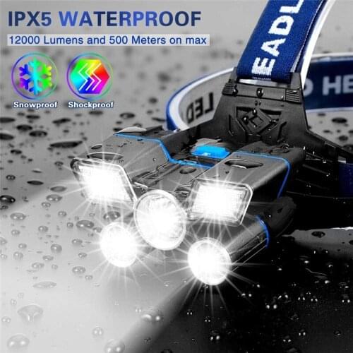 LED Headlamp Fishing Headlight 2x18650 Rechargeable Batteries T6 + L2 Waterproof Super Bright Camping SOS Zoomable head lamp