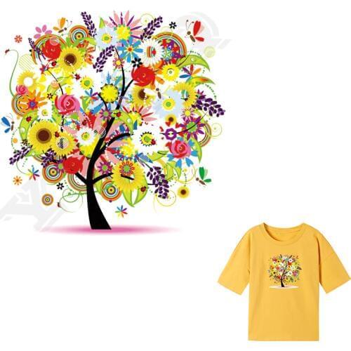 Flower Tree Patches New Design Clothing Deco Washable Heat Transfer Badges Diy Accessory Iron-On Transfer