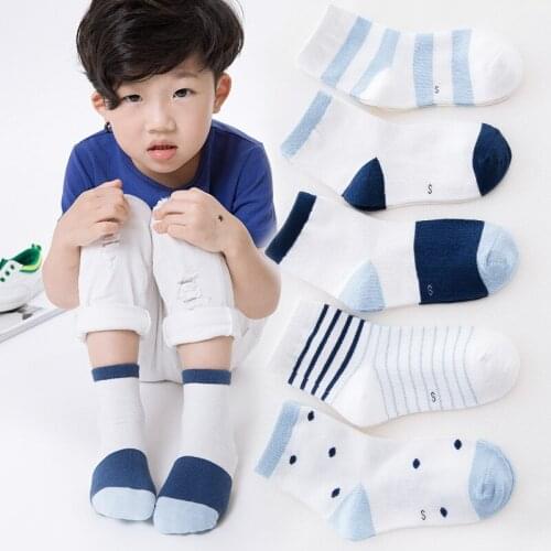 5 Pair/lot Kids Socks Cotton Made Girls Boys Stripe Sports Socks for Spring and Autumn Kids Student Socks