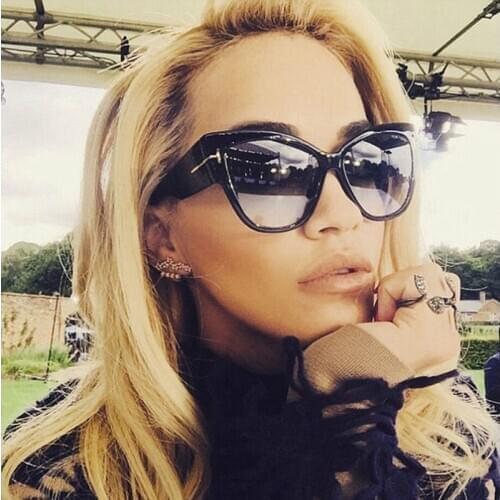 2020 brand new Tom womens sunglasses luxury designer t fashion black cat eye sunglasses oversized female eyeglasses UV