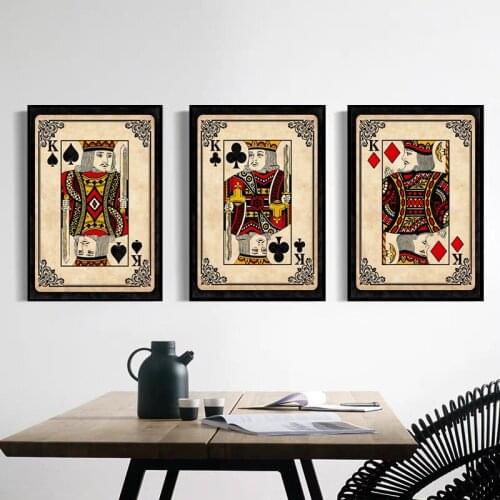 Retro Poker Cards Canvas Paintings Wall Art Home Decor Gambling Poker Pictures HD Prints Club Casino bar Decoration Posters