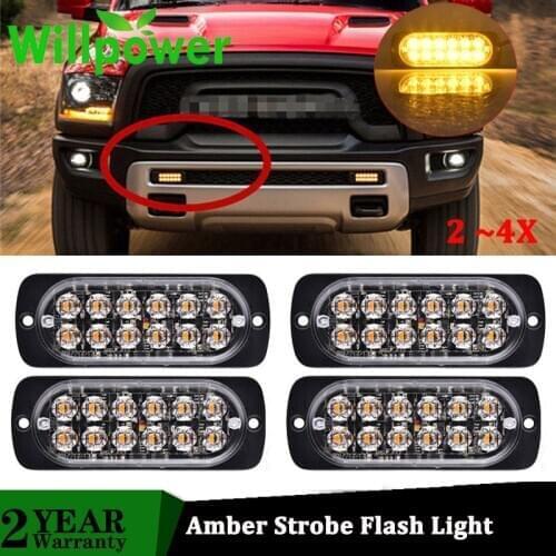 Willpower Amber 12LED 36W Car Truck Hazard Emergency Warning Strobe Flash Light Firemen Ambulance Police Fog Lamp 12V 24V