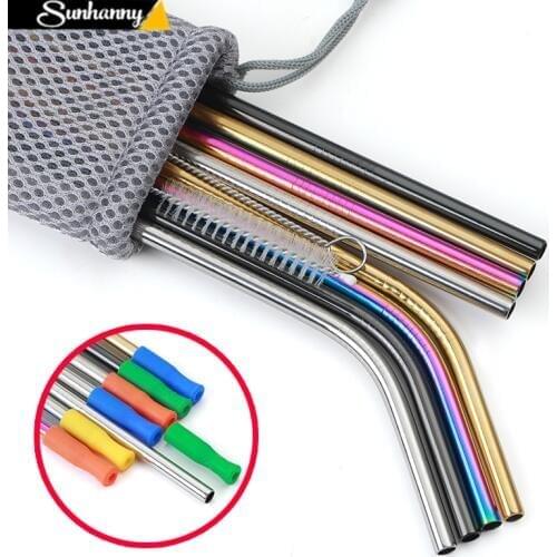 Colorful Reusable Drinking Straw High Quality 304 Stainless Steel Metal Straw with Cleaner Brush For Mugs 20/30oz