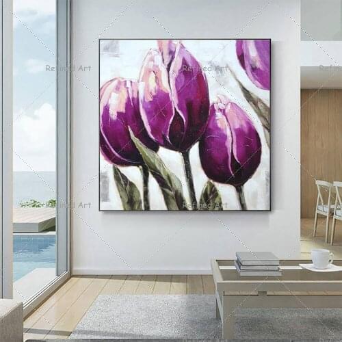 Hand-Painted Flower Oil Painting Modern Style Living Room Dining Room The House Art Decoration Painting On Canvas