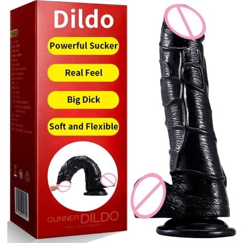 With Suction Cup Huge Dildo for Women Sexy Black Big Dick Adult Sex Toys Realistic Skin Feel Men Penis Godemichet Dildio Anal