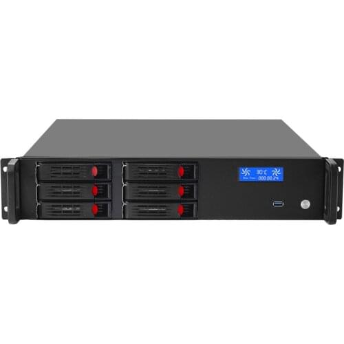 Server chassis 2U with temperature control screen, hot plug 6 SATA hard disks, great wall 1 + 1 redundant power rack