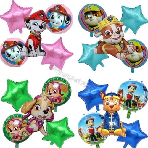 Paw Patrols Birthday Balloons Set Cartoon Round Stars Shape Balloon Baby Shower Globo Party Christmas Decoration Supplies Gift