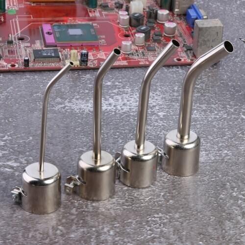 4pcs Stainless Steel Long Bent Curved Heat Gun Nozzles 3/5/8/10mm for 850 Hot Air Soldering Rework Station Tools Accessories