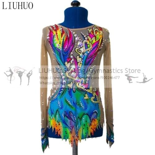 LIUHUO Figure skating Dancewear Girls Rhythmic Gymnastics leotards Artistic Ballet Belly Child kids Ice skating Dress for stage