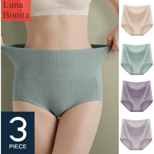 Panties with High Waist Underwear Cotton Briefs Women Cotton Panties Hip Lift Thin Breathable Sexy Lingerie 3 Pieces