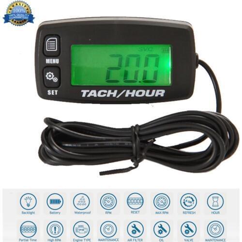 Resettable Inductive Digital Tacho Hour Meter Tachometer For Motorcycle Marine Boat ATV Snowmobile Generator Mower RL-HM032R