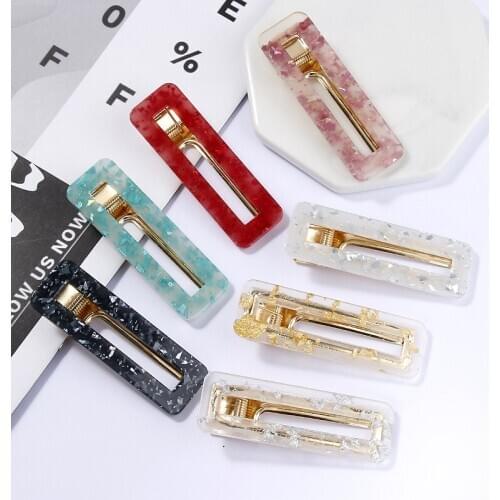 Korea Pop New Ins Geometry Multicolour Resin Hairpin ForWwomen Fashion Simple Vintage Headwear Jewelry Wholesale